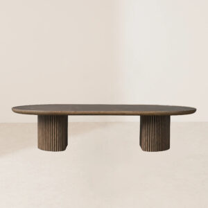 VHCT-023 Modern Minimalist Oval Coffee Table with Texture and Supported by Two Cylindrical Columns