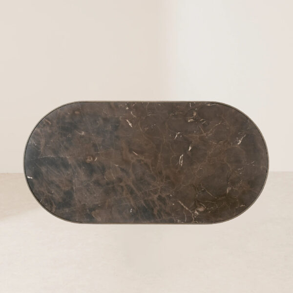 VHCT-023 Modern Minimalist Oval Coffee Table with Texture and Supported by Two Cylindrical Columns - Image 3
