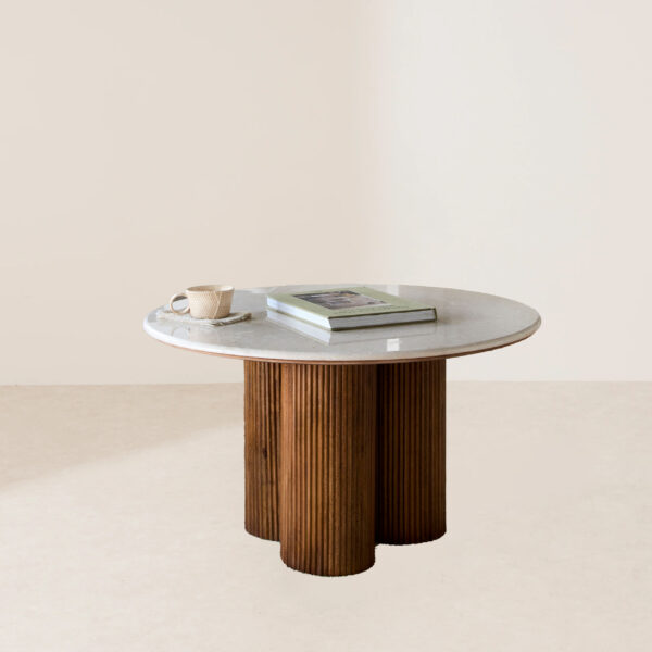 VHCT-024 Contemporary Minimalist Circular Marble Top Coffee Table - Image 2