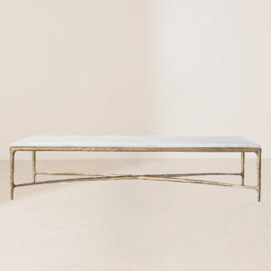 VHCT-028 Vintage Hand-Forged Ironwork with Delicate Marble Fusion Art Coffee Table