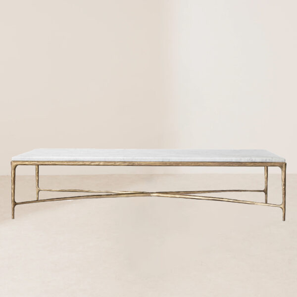 VHCT-028 Vintage Hand-Forged Ironwork with Delicate Marble Fusion Art Coffee Table