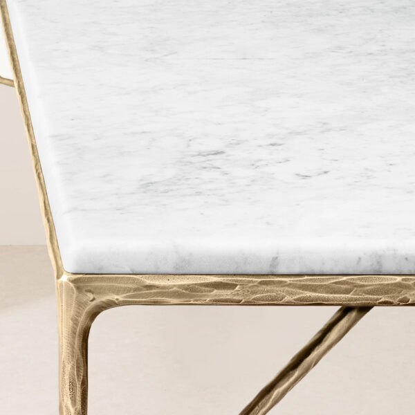 VHCT-028 Vintage Hand-Forged Ironwork with Delicate Marble Fusion Art Coffee Table - Image 3