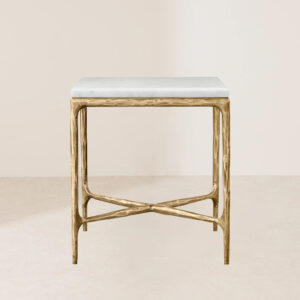 VHCT-029 Artistic Side Table with Vintage Forged Iron Craftsmanship and Luxurious Marble Top