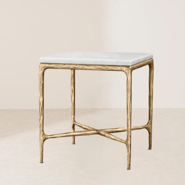 VHCT-029 Artistic Side Table with Vintage Forged Iron Craftsmanship and Luxurious Marble Top - Image 2