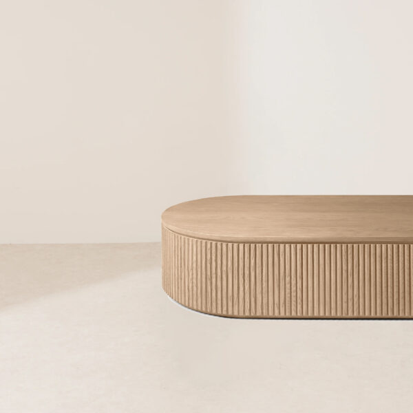 VHCT-031 Refined Elliptical Coffee Table with Natural Wood Grain - Image 3