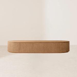 VHCT-031 Refined Elliptical Coffee Table with Natural Wood Grain