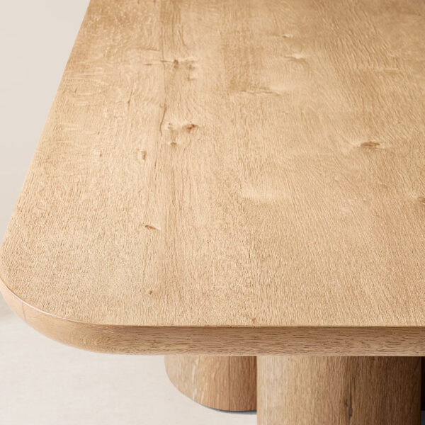 VHCT-032 Handcrafted Wooden Coffee Table with Sculptural Cylindrical Base and Crackled Texture - Image 3
