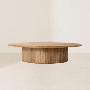 VHCT-033 Finely Polished Matte Wood Coffee Table with Vertical Grain Accents