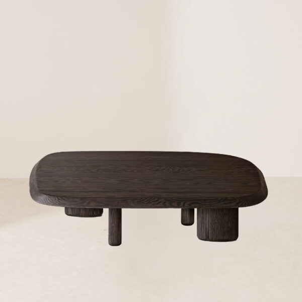 VHCT-035 Crafted Matte Wood Coffee Table with Asymmetrical Legs - Image 3