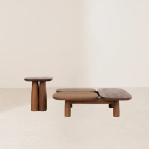 VHCT-036 Triple-Jointed Wooden Coffee Table with Varied Textures