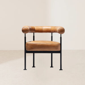 VHL-002 Modern Minimalist Arc-Shaped Leather Metal Frame Lounge Chair