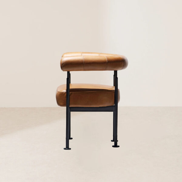 VHL-002 Modern Minimalist Arc-Shaped Leather Metal Frame Lounge Chair - Image 3