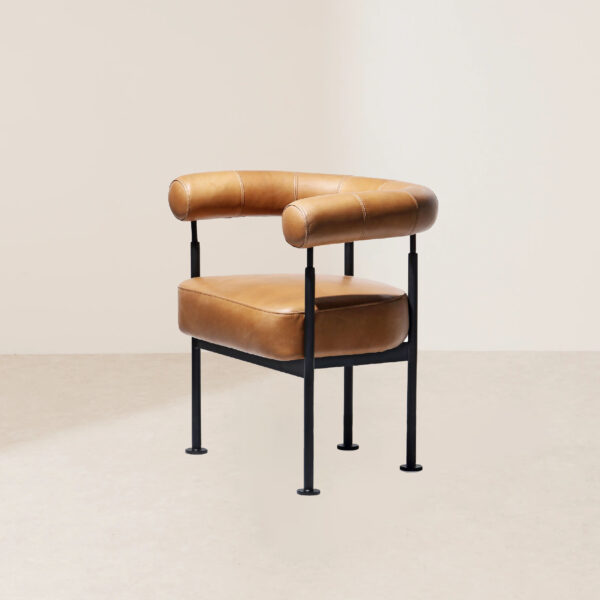 VHL-002 Modern Minimalist Arc-Shaped Leather Metal Frame Lounge Chair - Image 2