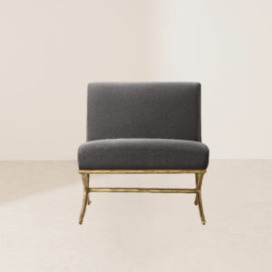 VHL-006 Hammered Metal Frame Accent Chair with Velvet Upholstered Seat
