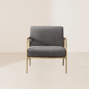 VHL-007 Velvet-Upholstered Lounge Chair with Textured Metal Frame
