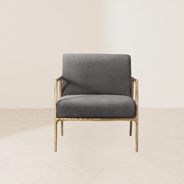 VHL-007 Velvet-Upholstered Lounge Chair with Textured Metal Frame