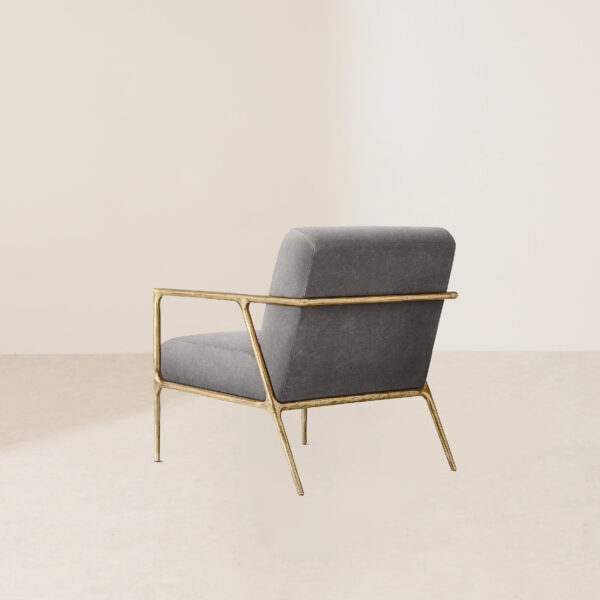 VHL-007 Velvet-Upholstered Lounge Chair with Textured Metal Frame - Image 4
