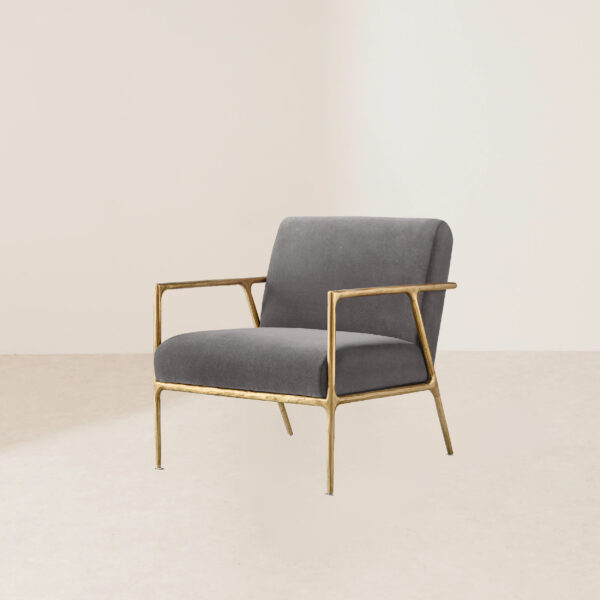 VHL-007 Velvet-Upholstered Lounge Chair with Textured Metal Frame - Image 2
