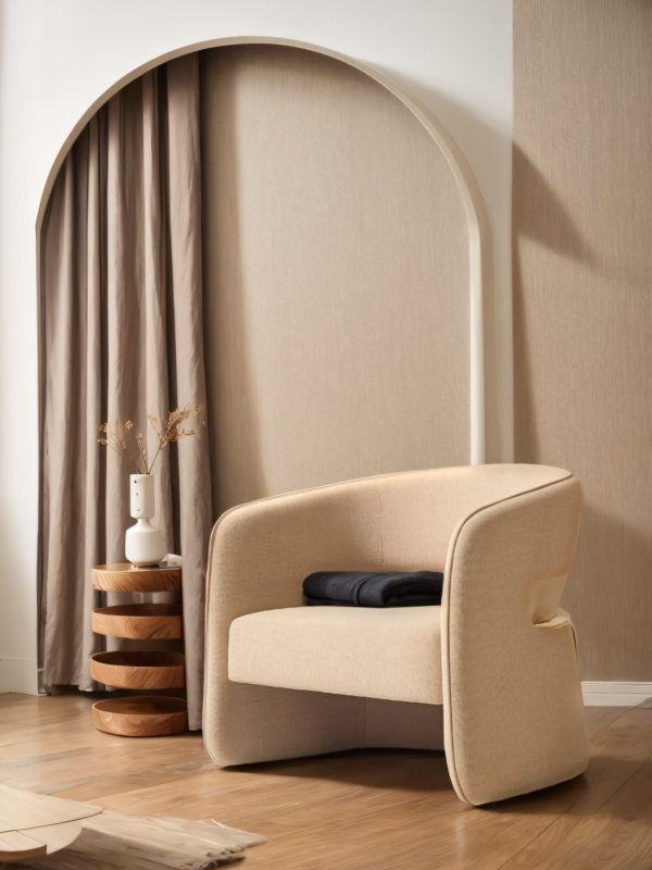 VHL-008 Modern Minimalist Inverted U-Shaped Light Brown Fabric Single Sofa Lounge Chair - Image 5