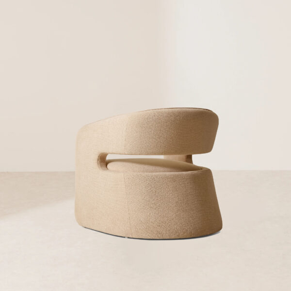 VHL-008 Modern Minimalist Inverted U-Shaped Light Brown Fabric Single Sofa Lounge Chair - Image 4
