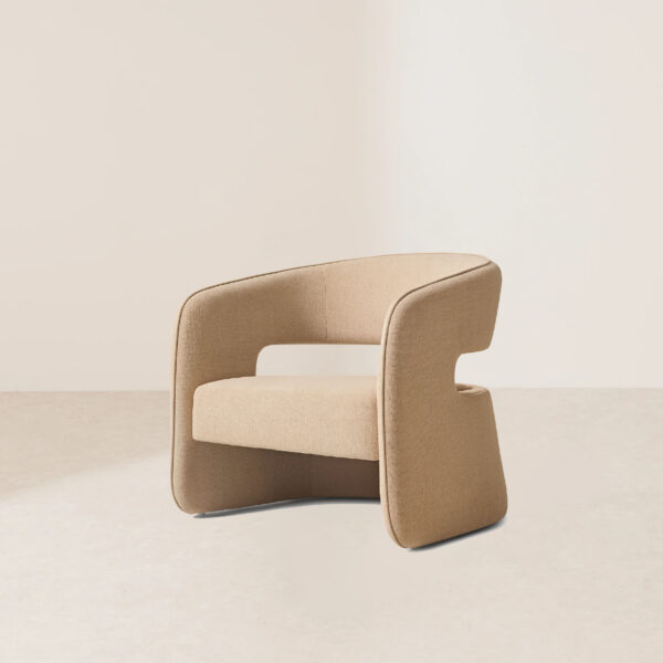 VHL-008 Modern Minimalist Inverted U-Shaped Light Brown Fabric Single Sofa Lounge Chair - Image 2