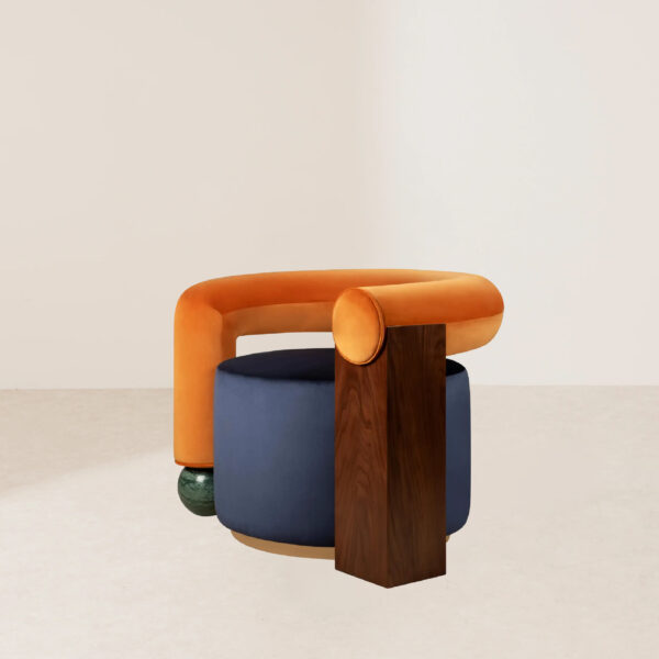 VHL-011 Luxury Cotton Velvet Curved Balance Lounge Chair - Image 2