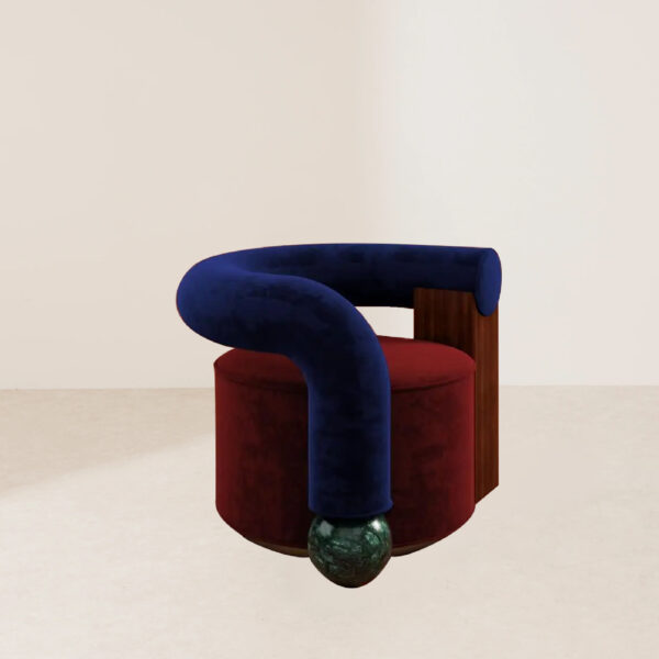 VHL-011 Luxury Cotton Velvet Curved Balance Lounge Chair - Image 3