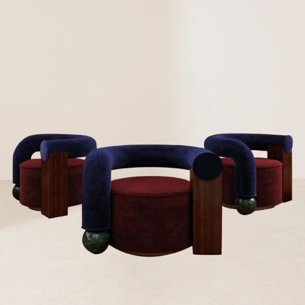 VHL-011 Luxury Cotton Velvet Curved Balance Lounge Chair - Image 4