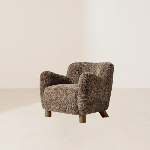 VHL-013 Handcrafted Luxurious Single Armchair with Curly Sheepskin and Classic Button Tufting - Image 5