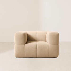 VHL-014 Low-Profile Rectangular Cubist Modular Hand-Sewn Channel-Tufted Luxurious Lounge Chair