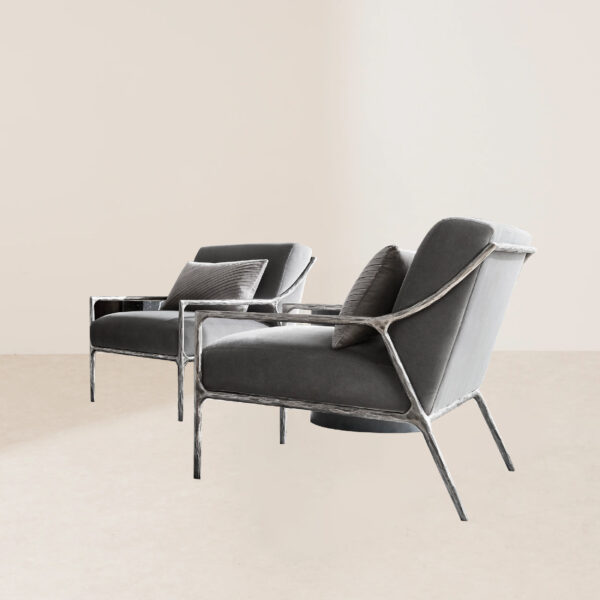 VHL-015 Antique Hand-Forged Iron Base Soft Leather Lounge Chair - Image 4