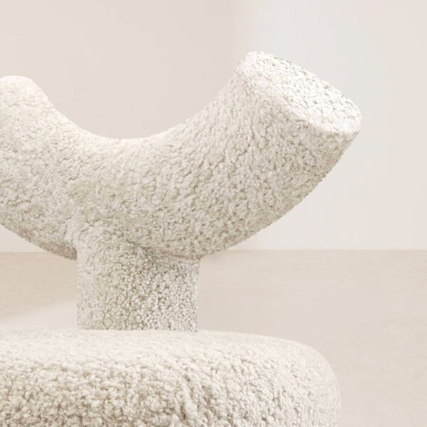 VHL-020 Modern Minimalist Three-Round-Leg Wool-Covered Arc-Groove Lounge Chair - Image 4