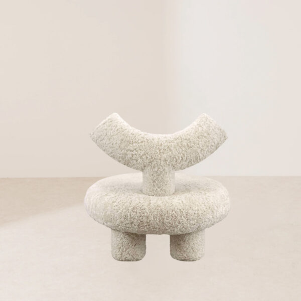VHL-020 Modern Minimalist Three-Round-Leg Wool-Covered Arc-Groove Lounge Chair - Image 3