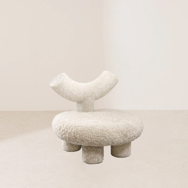 VHL-020 Modern Minimalist Three-Round-Leg Wool-Covered Arc-Groove Lounge Chair - Image 2