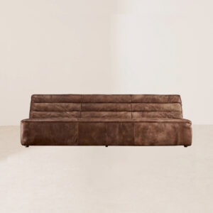 VHS-006 Retro English-inspired Deep Brown Leather-patched Modular Sofa