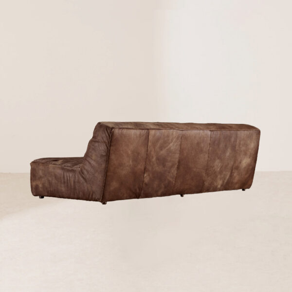 VHS-006 Retro English-inspired Deep Brown Leather-patched Modular Sofa - Image 3