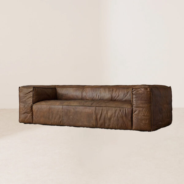 VHS-008 Retro Flight Jacket-Style Oversized Hand-Crafted Leather Sofa - Image 2