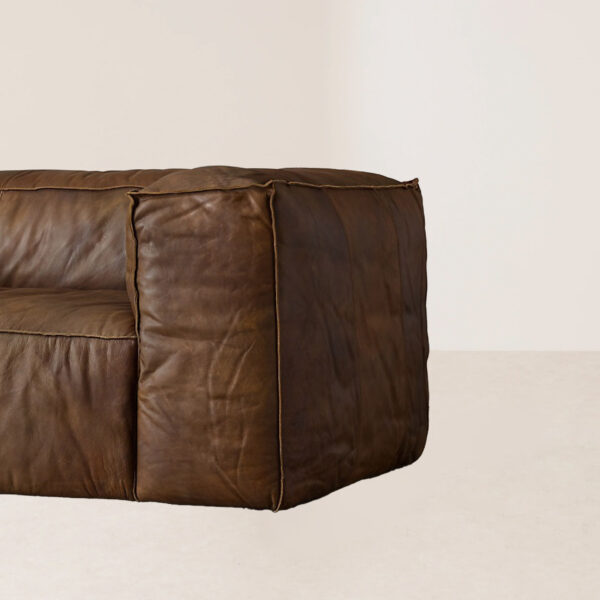 VHS-008 Retro Flight Jacket-Style Oversized Hand-Crafted Leather Sofa - Image 4