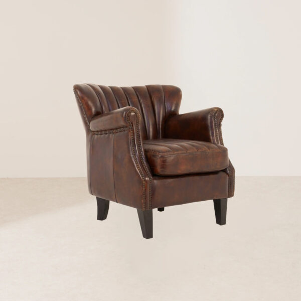 VHL-025 Vintage Brown Leather Elegant-Detail Durable Armchair - Image 2