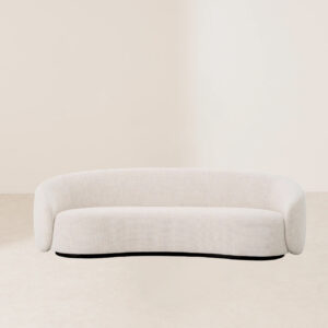 VHS-015 Classic-Modern Fusion Beige Suede Compact Sofa with Black Base & Exceptional Comfort