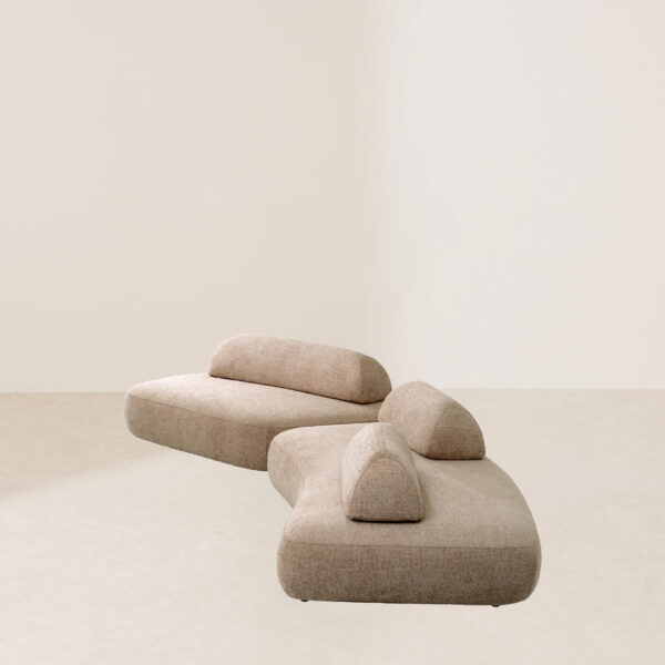 VHS-016 Configurable Dual-Module Natural Sand-Colored Linen Fabric Sofa - Image 3