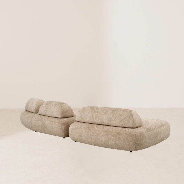 VHS-016 Configurable Dual-Module Natural Sand-Colored Linen Fabric Sofa - Image 4