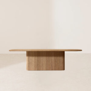 VHDT-005 Artisan Oak Dining Table with Matte Vertical Reeding