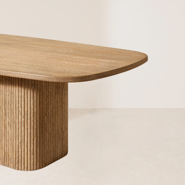 VHDT-005 Artisan Oak Dining Table with Matte Vertical Reeding - Image 3