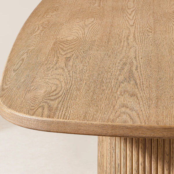 VHDT-005 Artisan Oak Dining Table with Matte Vertical Reeding - Image 4
