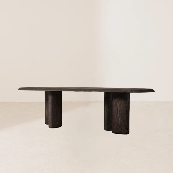 VHDT-008 Handcrafted Real Wood Dining Table with Natural Texture and Asymmetrical Beveled-Edge Legs - Image 3