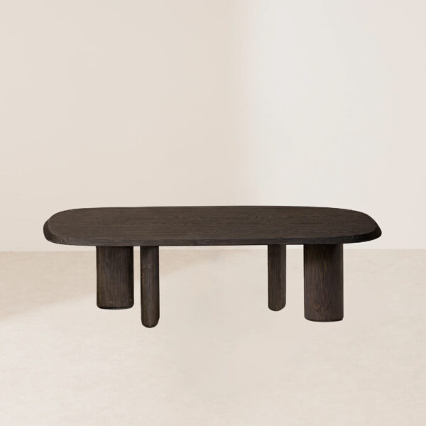 VHDT-008 Handcrafted Real Wood Dining Table with Natural Texture and Asymmetrical Beveled-Edge Legs - Image 2