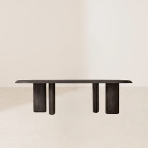 VHDT-008 Handcrafted Real Wood Dining Table with Natural Texture and Asymmetrical Beveled-Edge Legs