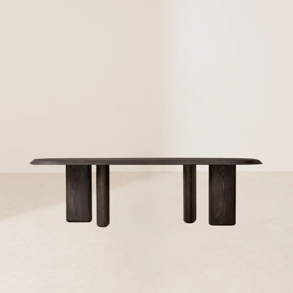 VHDT-008 Handcrafted Real Wood Dining Table with Natural Texture and Asymmetrical Beveled-Edge Legs