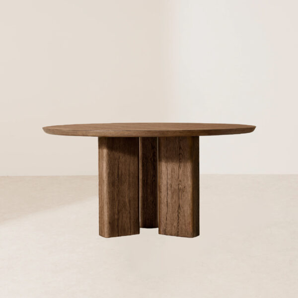 VHDT-009 Artisan-Crafted Oak Dining Table with Rustic Texture and Intertwined Curved & Straight Lines - Image 2